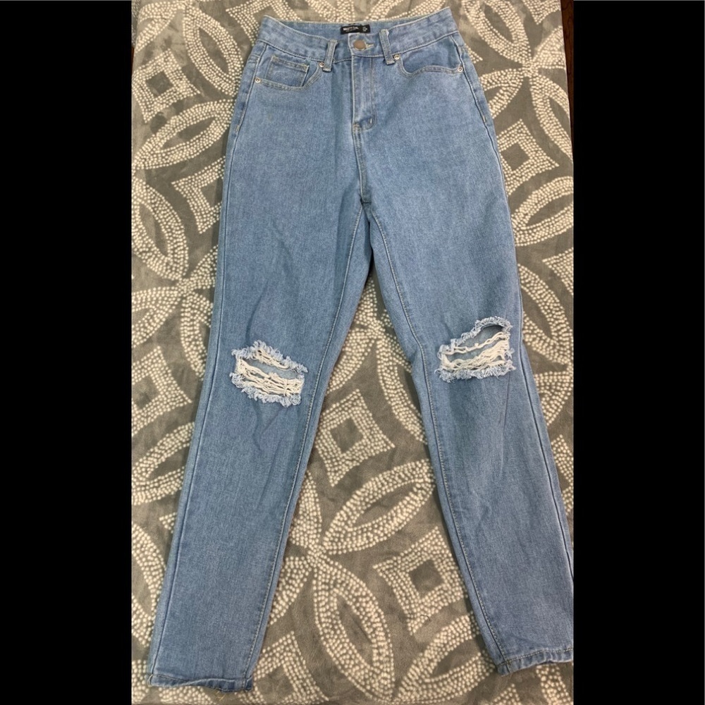 Nasty gal distressed light wash denim jeans